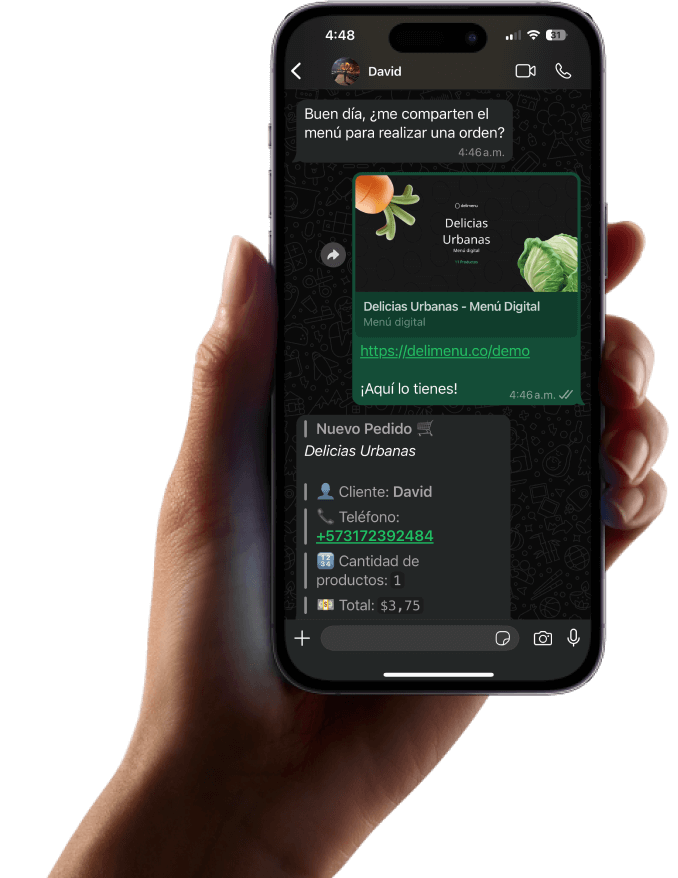 Menú compartido por whatsapp